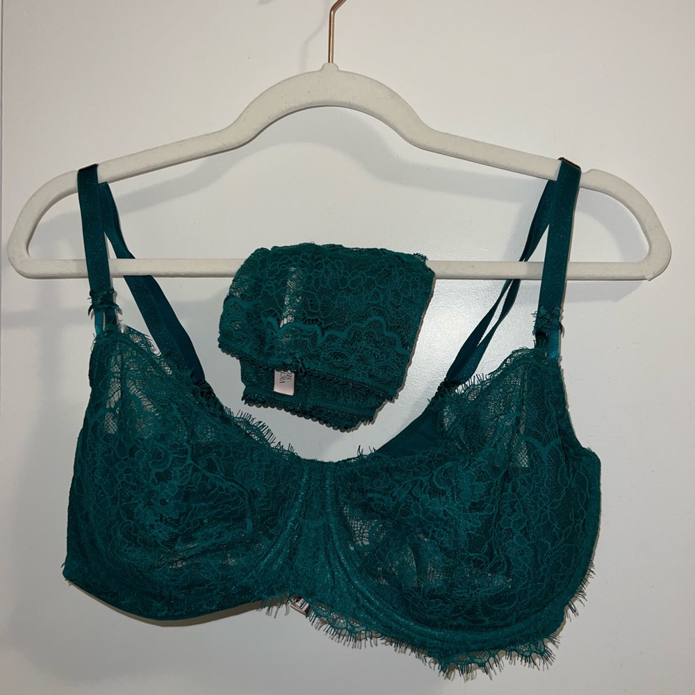 Teal Lace Bra and Panty Set